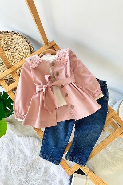 Minigimin Cicileri طقم ملابس من 3 قطع للفتيات الصغيرات من مينيجي ميني جين - ج...