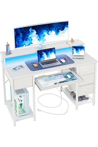 OEM Metal and MDF gaming desk with 4 drawers, keyboard table, built-in socket...