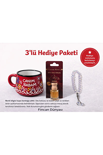 Home Kahve fincanı "3'lü paket Canım babam kupa+Tesbih+Araç kokusu"
