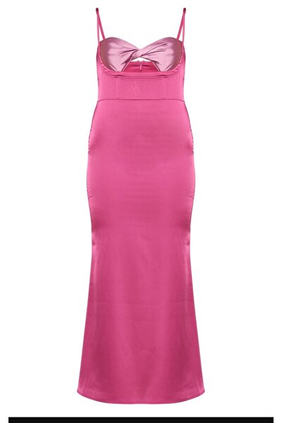 ARDSU Rochie PrettyLittleThing Midaxi din satin roz fierbinte, cu detalii con...