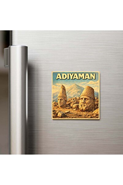 iBerk Mıknatıslı Buzdolap Magneti - Adıyaman Şehri - Pop-Art Travel - 9x9 cm