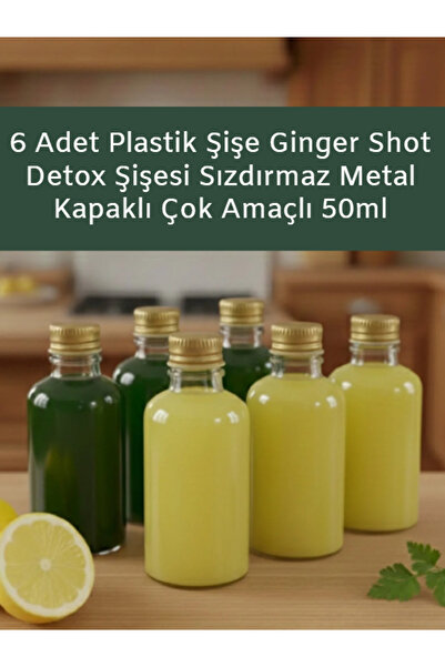 Sizeuyduk 6Pcs Plastic Bottle Ginger Shot Detox Bottle Leakproof with Metal L...