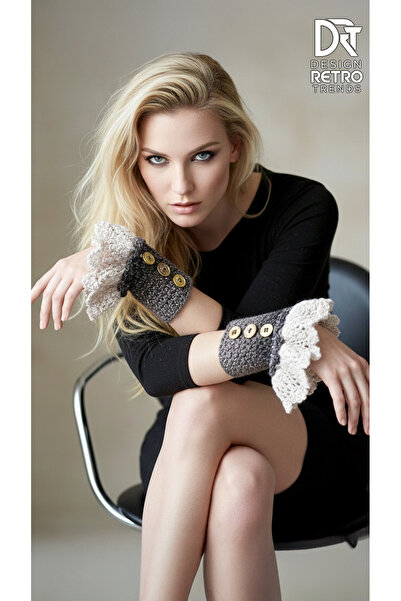 drt tasarım Victorian Stil Dantel Görünümlü parmaksız Vintage eldiven