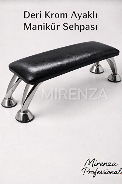 mirenza cosmetic Krom Ayaklı Hakiki Deri Manikür Pedikür Siyah Sehpası - Prof...