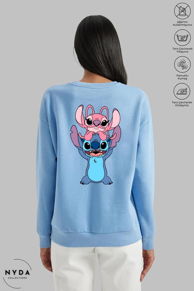 Nyda Collections Unisex Long Sleeve Angel and Stitch Back Printed Crew Neck H...