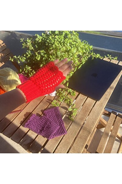 butiktia El örgüsü parmaksız eldiven