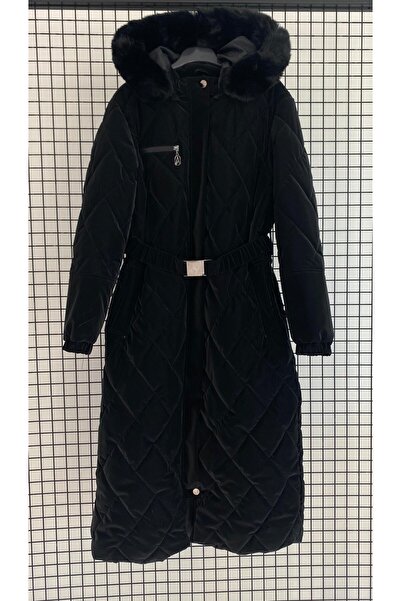 Armine Отделящо се палто с качулка, цип, колан с катарама и капитонирана подп...