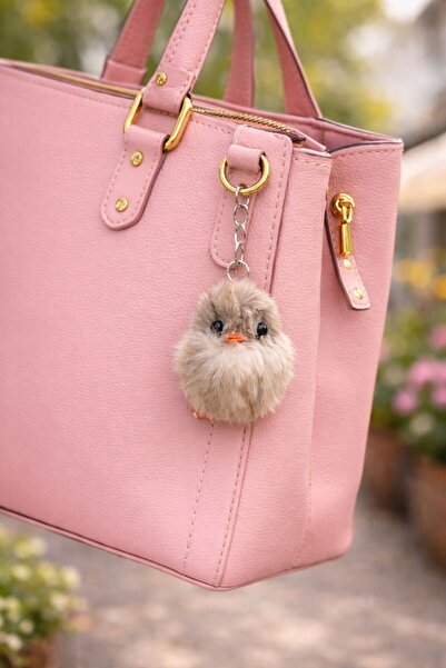 LUPHİRA Peluş Tüylü Açık Kahve Civciv Anahtarlık Çanta Süsü