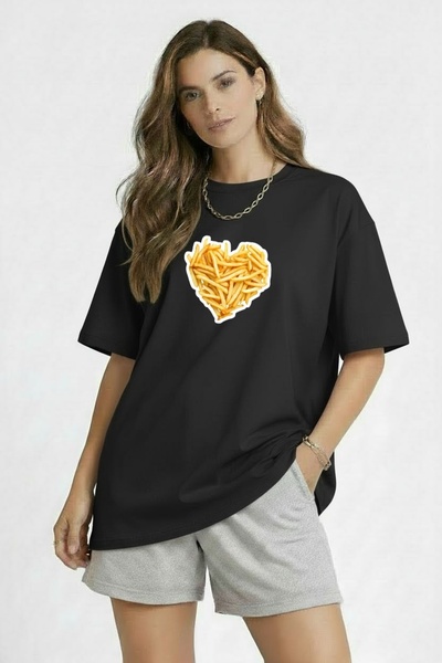 ArtYus Heart Fried Potatoes Printed Unisex T-Shirt