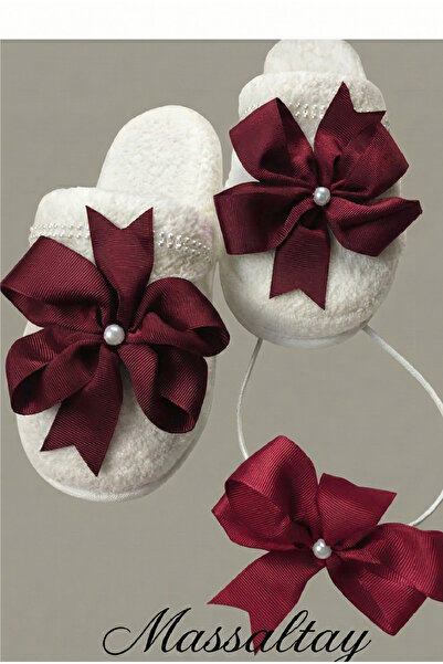 Massaltay Pearl Bow Maternity Slippers and Crown |   Stylish Maternity Set | ...