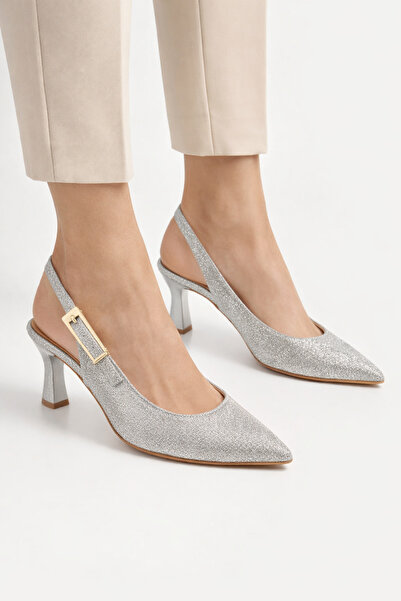 Firibu Women's Pointed Toe Open Back Heeled Evening Dress Shoes – Stoned - Si...