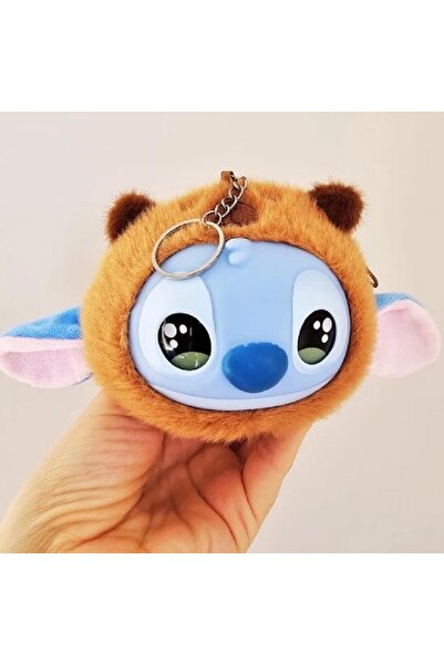Stitch Kahverengi Kulaklı Bozuk Para Cüzdanı Anahtarlık – Figürlü Peluş A Plu...