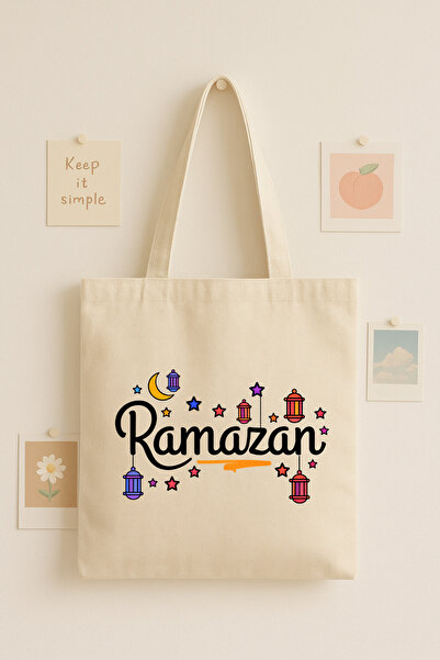 Maki Craft Ramazan Temalı Renkli Fener Baskılı Bez Çanta