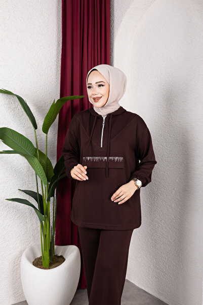 Sfg Life Moda Women's Islamic Clothing Zippered Stone Pocket Hooded & Pants T...