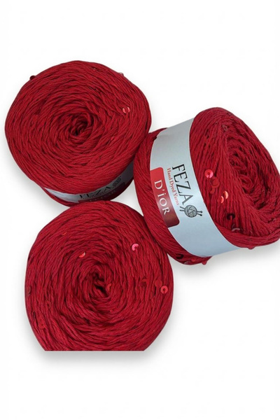 Feza D'Ior Sequin Fine Knitting Yarn (1 Piece) – 75% Cotton 25% Pes, 100 g / ...