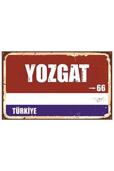 akatshop YOZGAT 66 Retro Sokak Tabelası Dekoratif MDF Tablo | UV Baskı Ahşap ...