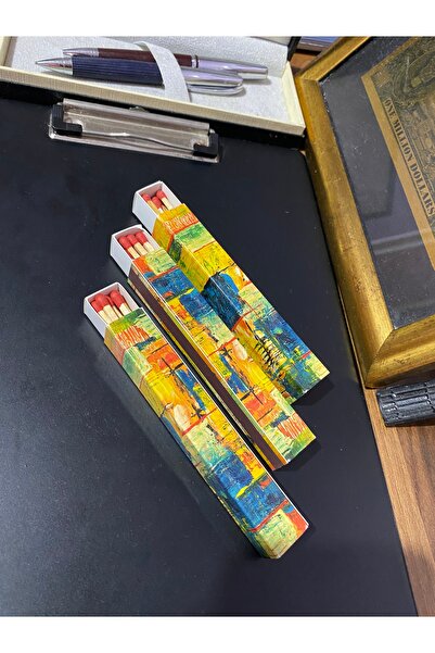 FireRoy Van Gogh Tarzı Soyut Sanat Desenli Dekoratif Şömine Kibriti 3’lü Set