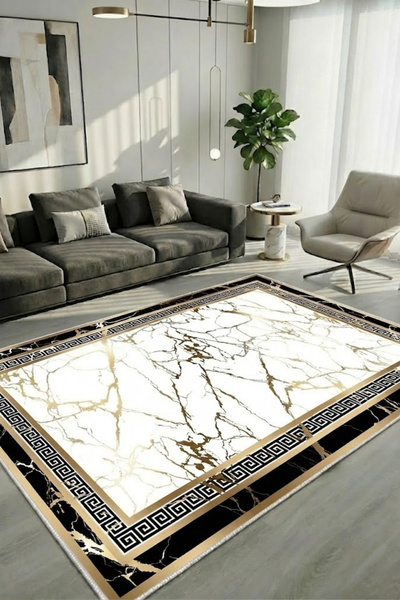 CENTER AVM Gold Halı Salon Halısı Makinede Yıkanabilir Halı Kaymaz Taban Halı