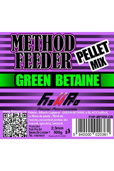 Fish Pro Pelete Method Feeder Pellet 500G Green Betaine