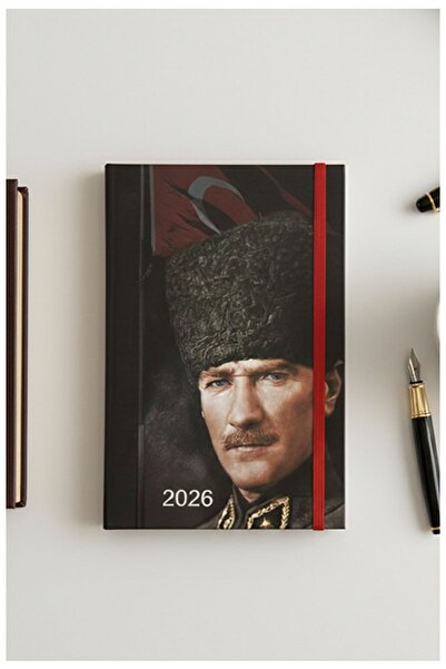Artlantis Agendă zilnică Atatürk 2026 17x24 cm cu copertă elastică Atatürk Pl...