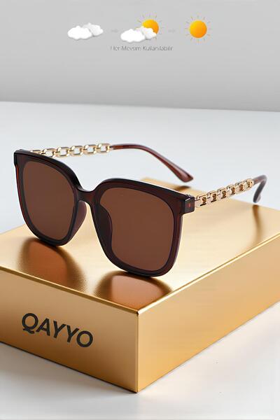 QAYYO Accessories Boom Unisex Brown 2025 Year Metal New Season Sunglasses
