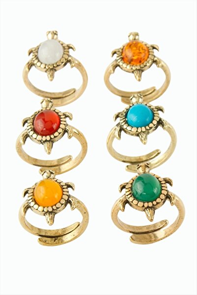 makay خاتم أصلي من حجر السلحفاة الطبيعي