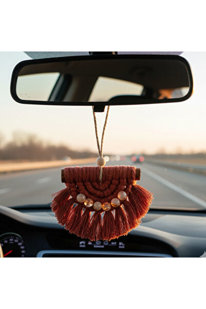 Crystal Coza Sitrin Taşlı El Yapımı Makrome Süs | Kapı, Duvar, Araba Aynası D...