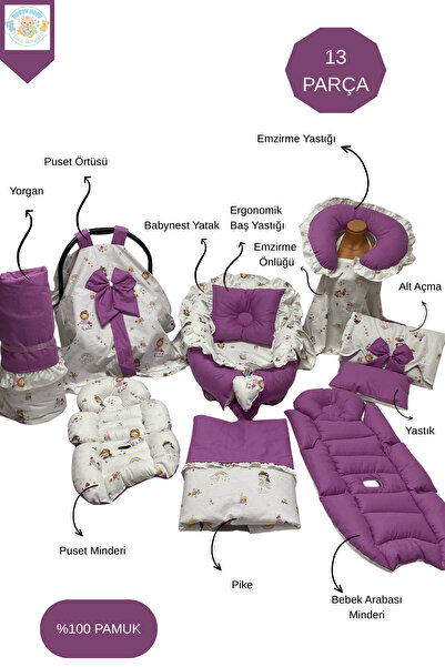 Happy Baby Dikiş Atölyesi 13’lü Babynest Puset Örtüsü Alt Açma Emzirme Yastığ...