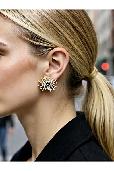 Sense of Atelier أقراط ذهبية بتفاصيل حجر النوكس