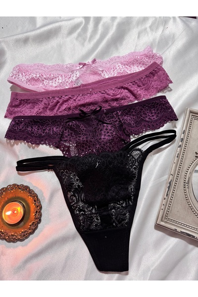 TREND DOKUNUŞ KADIN 4'LÜ SİYAH-MÜRDÜM-GÜLKURUSU-PEMBE RENGİ KÜLOT TAKIMI