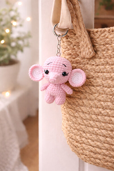 LUXIC CORE Handmade Amigurumi Pink Elephant Keychain |   Bag & Car Ornament |...