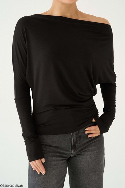 ibeeka Off-shoulder viscose blouse - black - l - st00635-black-l