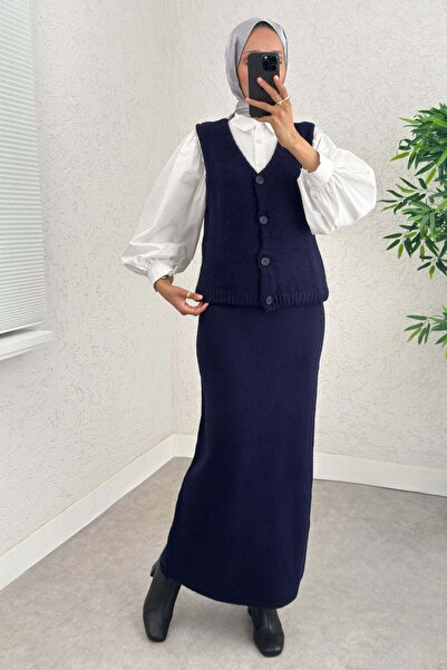 DPARİS Комплект от джърси кардиган в тъмносин цвят