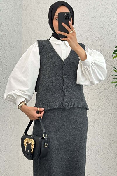 DPARİS Комплект от джърси кардиган в цвят антрацит