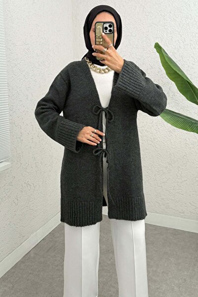 DPARİS Double-Bound Straight-Cut Knitwear Cardigan Anthracite