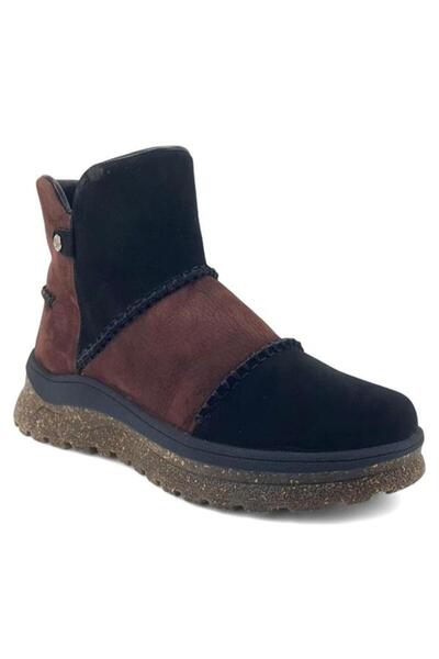 Mammamia 4090 Hakiki Deri Günlük Kadın Bot-Siyah Nubuk