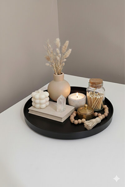 Nayino Polyester Mum Tepsisi Sadece Tepsidir Yuvarlak Stand