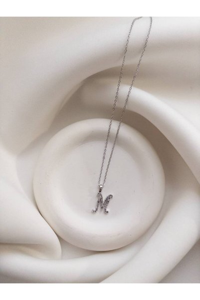 Minne Jewelry-Accessory Çelik Zincir Kolye - '' M '' Harfli Kolye - Kişiye Öz...