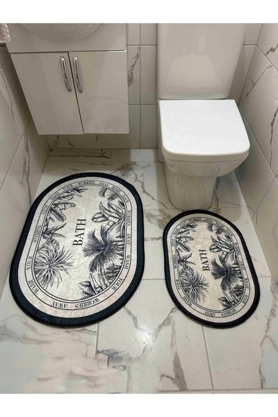 MyDecoRoom مجموعة سجادة حمام مزخرفة مضادة للحساسية وقابلة للغسل في الغسالة وم...