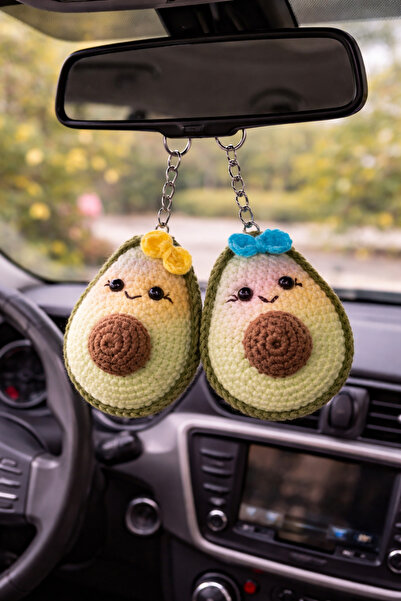 LUXIC CORE Handmade Amigurumi Avocado Keychain |   Car Mirror Ornament |   Cu...