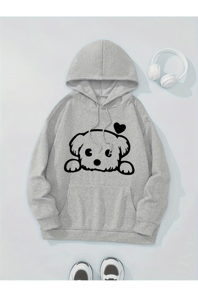 GALASHOP Cute Dog Printed Hoodie for Women