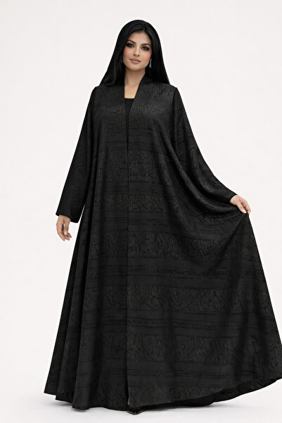 NNN-3 عباية بقماش مشجر اكمام سادة تصلك مع طرحة