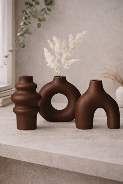 rufhomedesign Yeni Model Minimalist 3lü 11 Cm İskandinav Tarzı Bohem Vazo set...