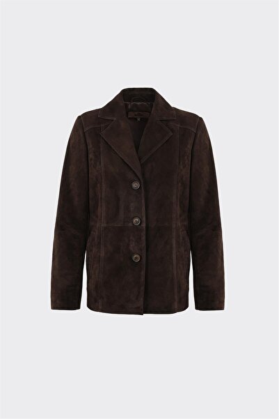 Elle Shoes Kahve Deri Kadın Ceket