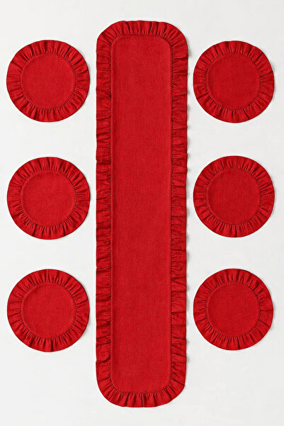 KaiHome طقم أدوات مائدة من سلسلة لافلي، مصنوع من قماش الكتان الأحمر الداكن، م...