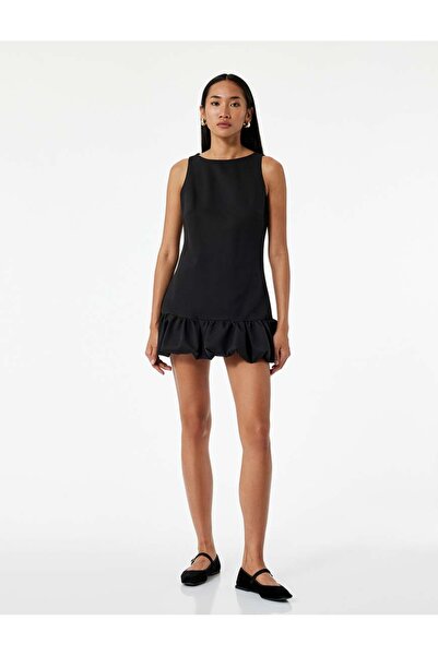 Koton Sleeveless Crew Neck Balloon Cut Black Women's Dress 6Wak80036Uw
