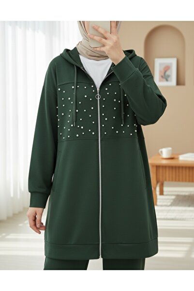 HİJABAYA Σετ Oyhso με κουκούλα και φερμουάρ μπροστά, με λεπτομέρειες από πέρλ...