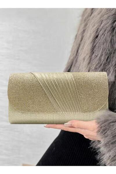 DOMEET Women Shiny Glitter Evening Clutch Crossbody Bag Envelope Handbag Chai...