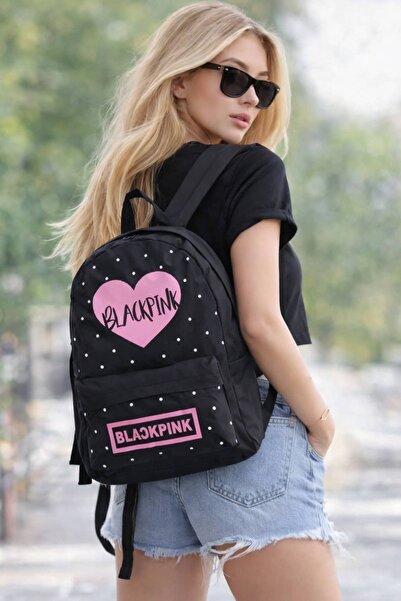 bb butik basic Black Pink Backpack By6911