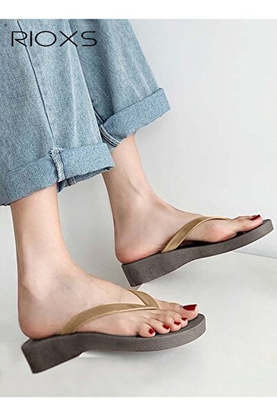 RIOXS Women's Flip Flop Slippers, Chunky Heel Slippers for Women, Non-Slip Th...